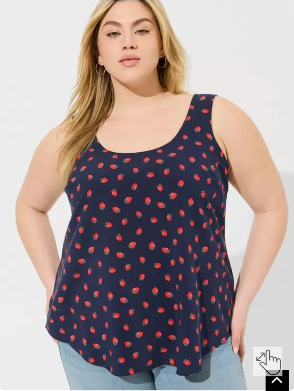 Navy Strawberry Print Tank Top